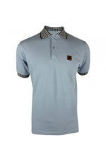 Load image into Gallery viewer, TROJAN gingham check trim pique polo TR/8865 Sky - Raw Menswear

