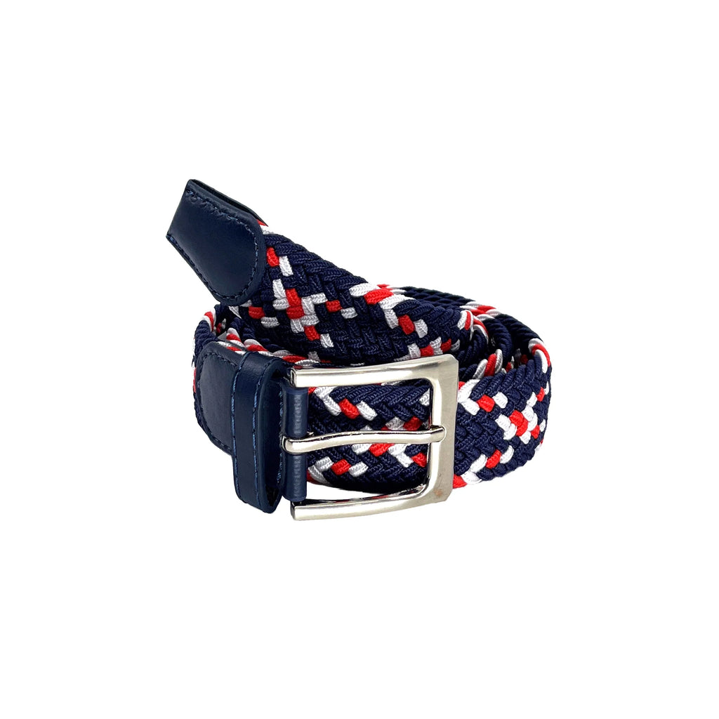 Heritage Braid Belt Red/Cream/Navy - Raw Menswear