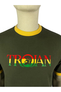 TROJAN Logo Ringer Tee TC/1014 Army Green - Raw Menswear
