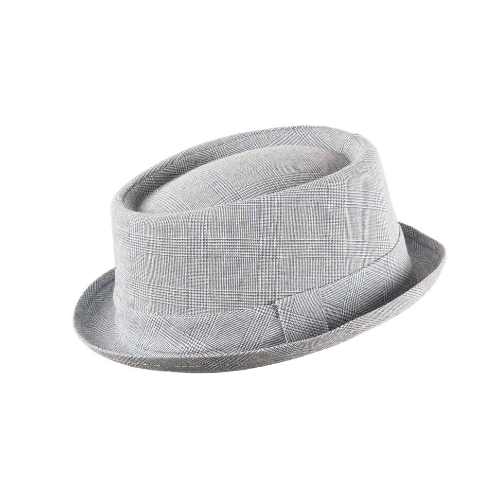 Heritage Doyle Tweed Pork Pie Hat Prince Of Wales Check Blue/White - Raw Menswear