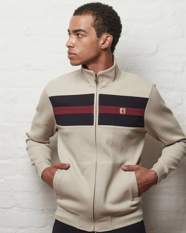 Mens Escher Stripe Sweat Track Top Gabicci Vintage Cement