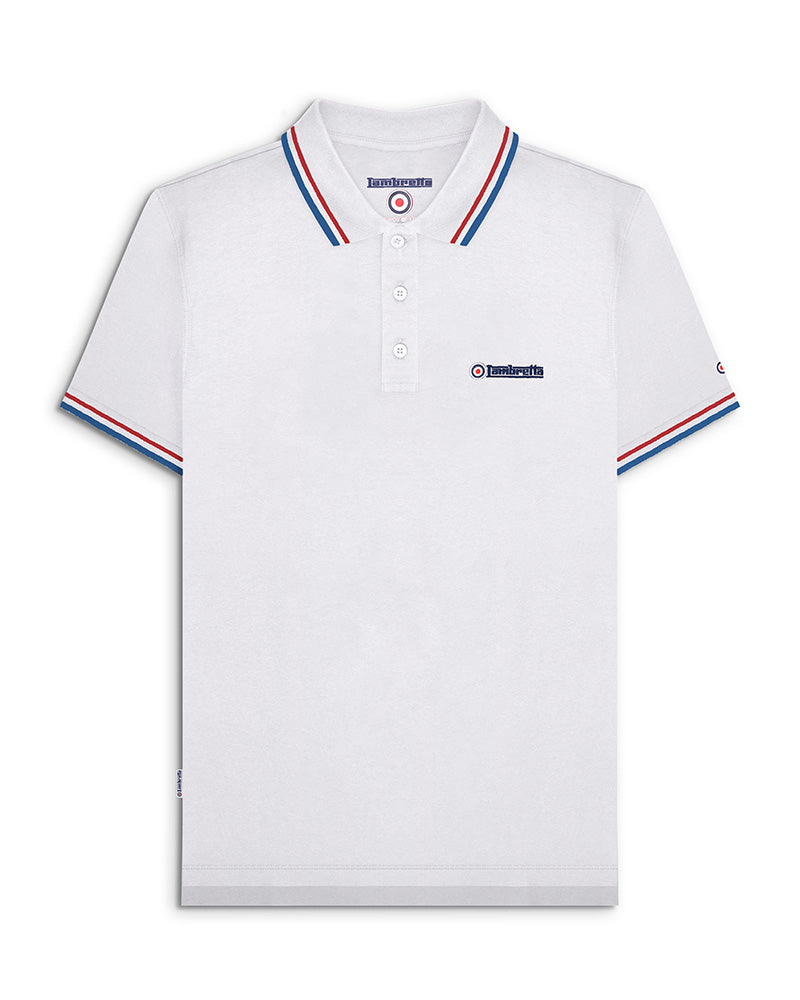 Lambretta Twin Tipped Polo White (Red/Dark Blue) - Raw Menswear