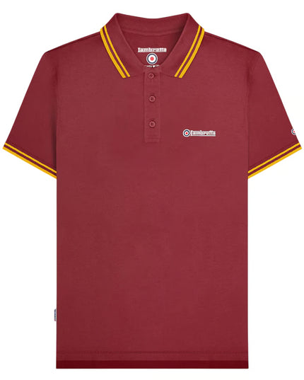 Lambretta Twin Tipped Polo in Burgundy/Gold