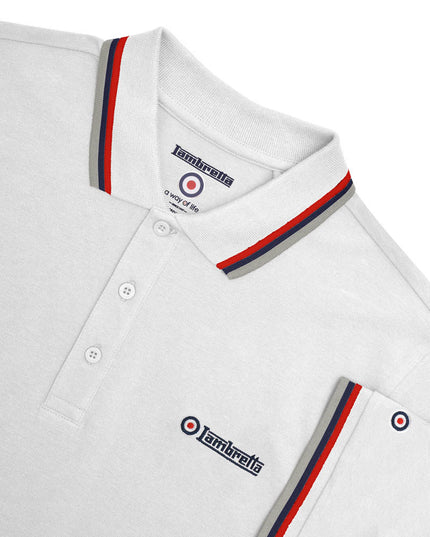 Lambretta Triple Tipped Polo White(Red/Navy/Grey) - Raw Menswear