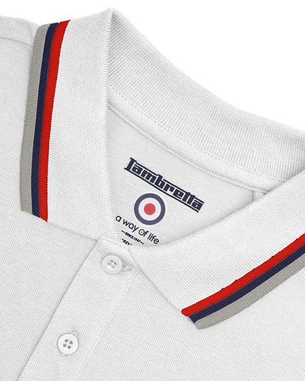 Lambretta Triple Tipped Polo White(Red/Navy/Grey) - Raw Menswear