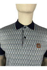 Load image into Gallery viewer, TROJAN Scale panel polo TR/8926 Navy -Raw Menswear
