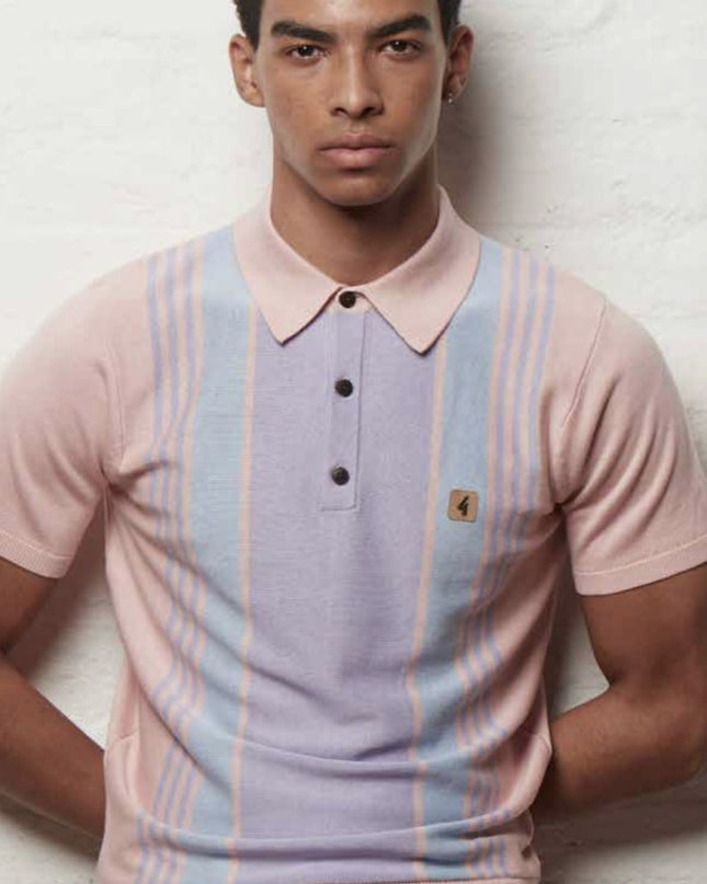 Gabicci Vintage Searle Knitted SS Polo Candy Pink