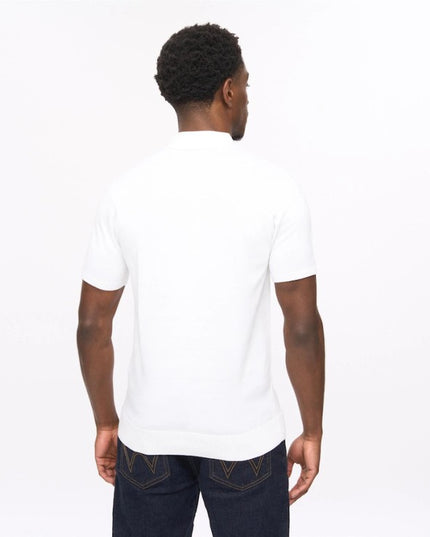 Gabicci Vintage Soda Fine Gauge Racing Stripe Polo White