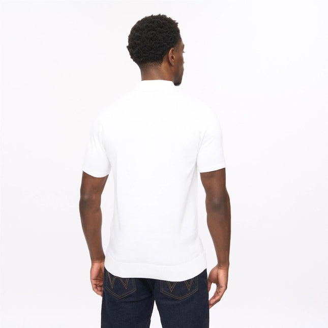 Gabicci Vintage Soda Fine Gauge Racing Stripe Polo White