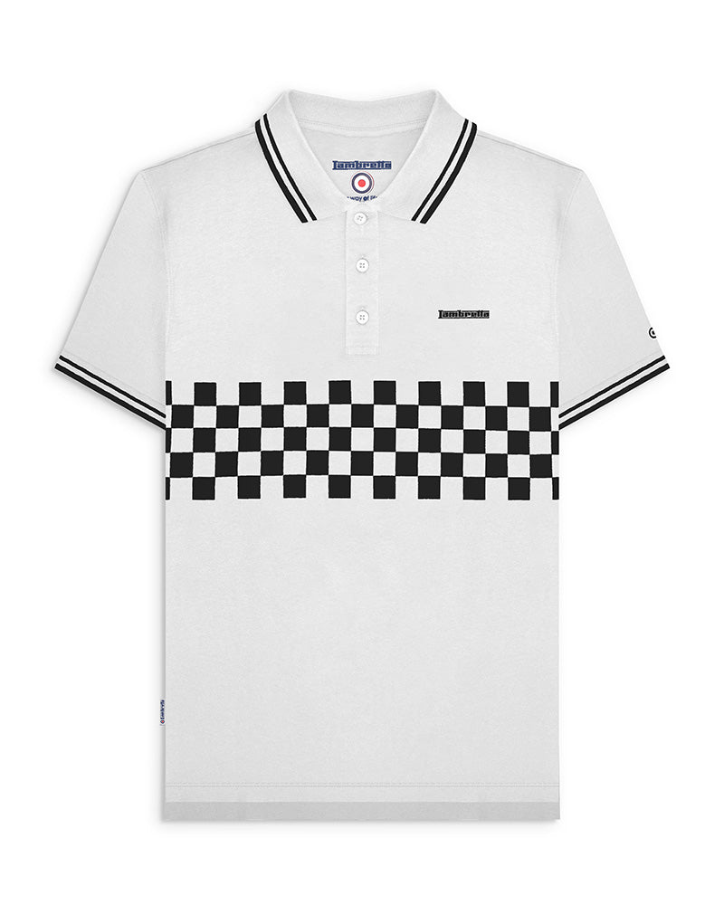 Lambretta Two Tone Tipped Polo White/Black - Raw Menswear