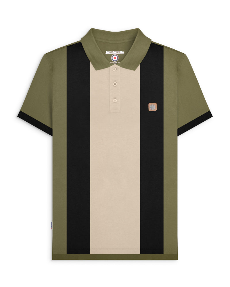 Lambretta Vintage Panel Polo Khaki - Raw Menswear