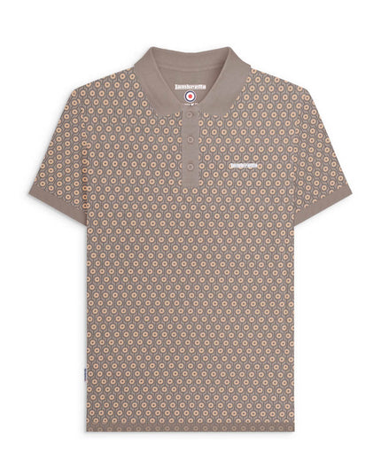 Lambretta Geo Roundel Polo Cinder Beige - Raw Menswear