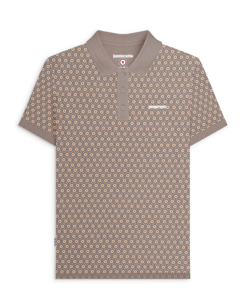 Lambretta Geo Roundel Polo Cinder Beige - Raw Menswear