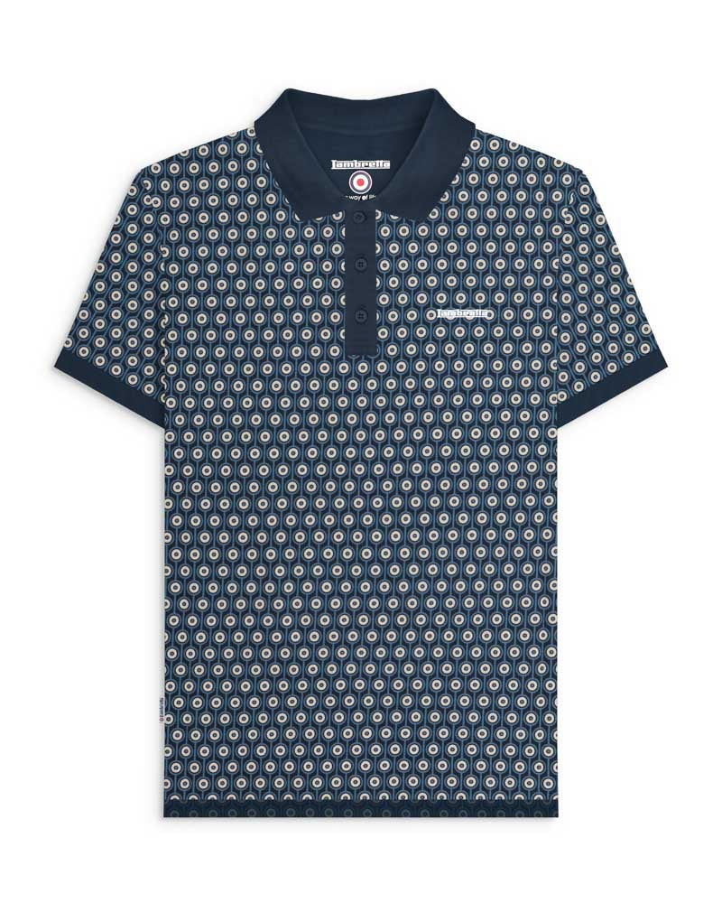 Lambretta Geo Roundel Polo Navy/Silver - Raw Menswear