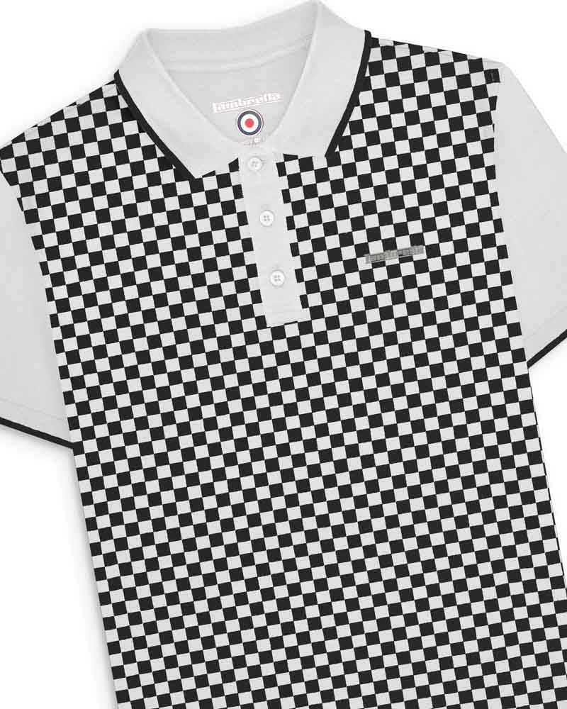 Lambretta Two Tone AOP Polo White - Raw Menswear