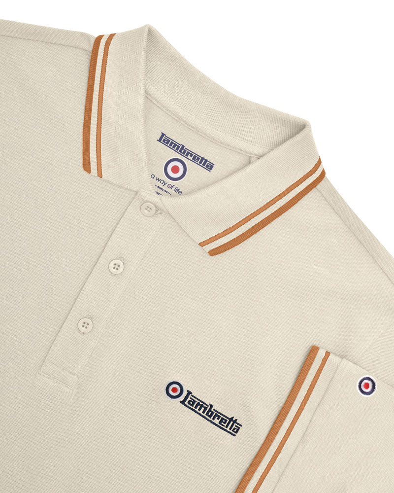 Lambretta Twin Tipped Polo Jetstream/Tobacco - Raw Menswear