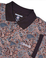 Carica l&#39;immagine nel visualizzatore di Gallery, Lambretta Retro 70s Style Paisley Brand Polo Java Brown - Raw Menswear

