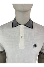 Load image into Gallery viewer, TROJAN Basket Weave Polo with jacquard collar and cuffs TR/8870 Ecru - Raw Menswear
