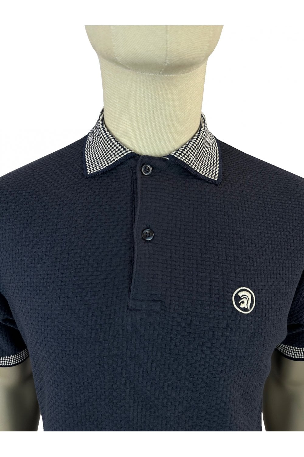TROJAN Basket Weave Polo with jacquard collar and cuffs TR/8870 Navy - Raw Menswear