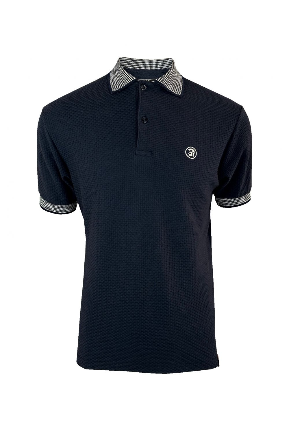 TROJAN Basket Weave Polo with jacquard collar and cuffs TR/8870 Navy - Raw Menswear