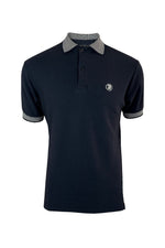 Load image into Gallery viewer, TROJAN Basket Weave Polo with jacquard collar and cuffs TR/8870 Navy - Raw Menswear
