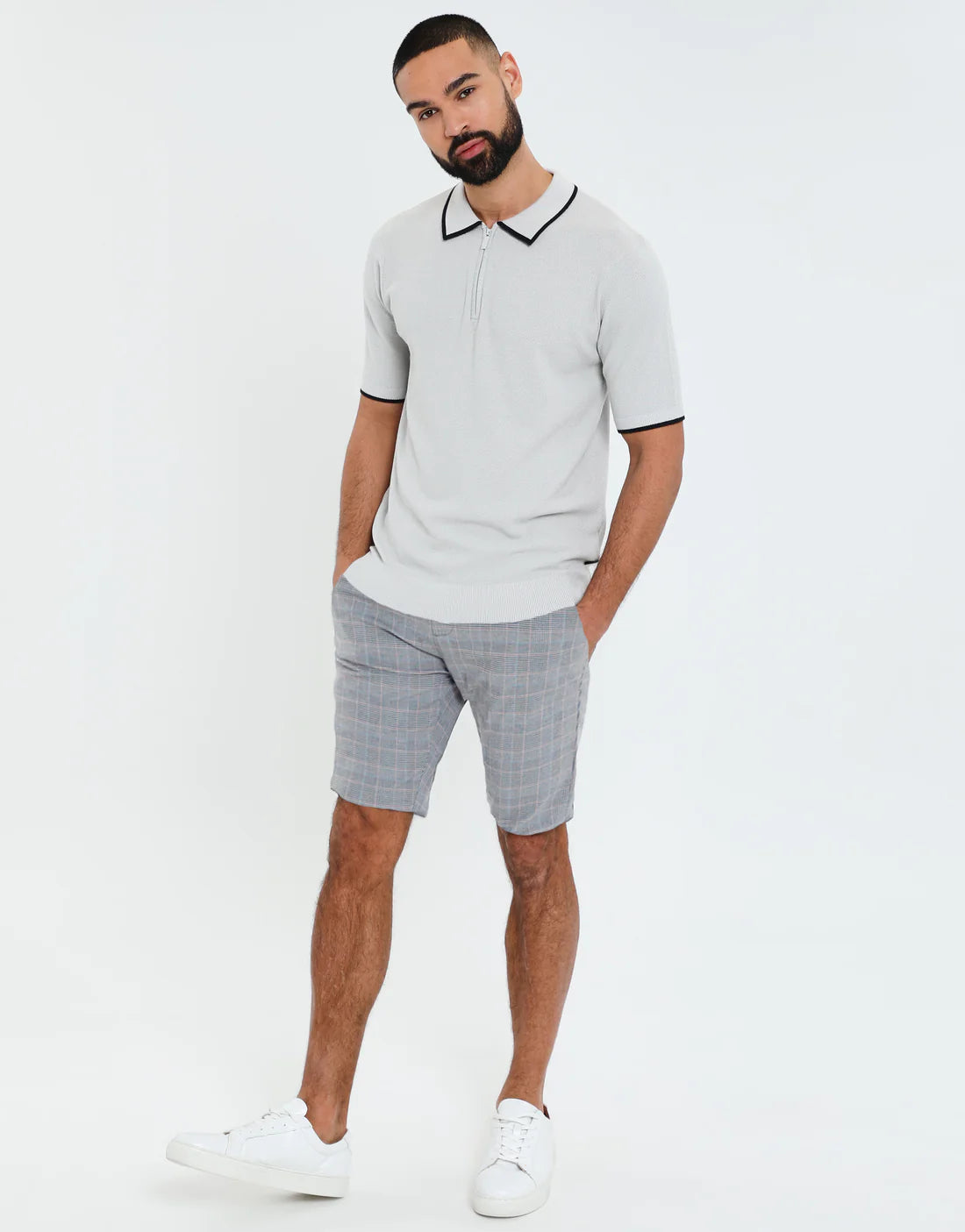 Threadbare Luxe Men's Grey Check Slim Fit Chino Shorts - Raw Menswear