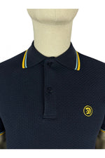 Charger l&#39;image dans la galerie, TROJAN Twin Tipped Textured Polo TC/1038 Navy - Raw Menswear
