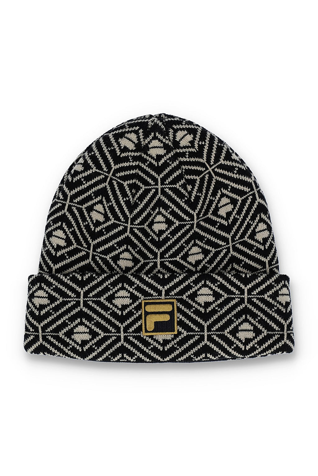 Fila Griggs F Box Knitted Monogram Beanie Black - Raw Menswear