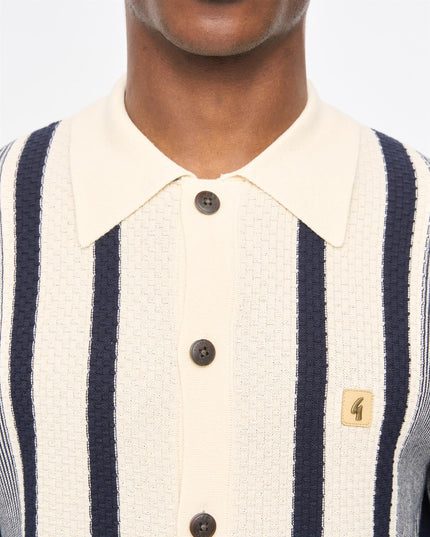Gabicci Mens Pascal Long Sleeve Button Thru Knit Polo Gabicci Vintage 