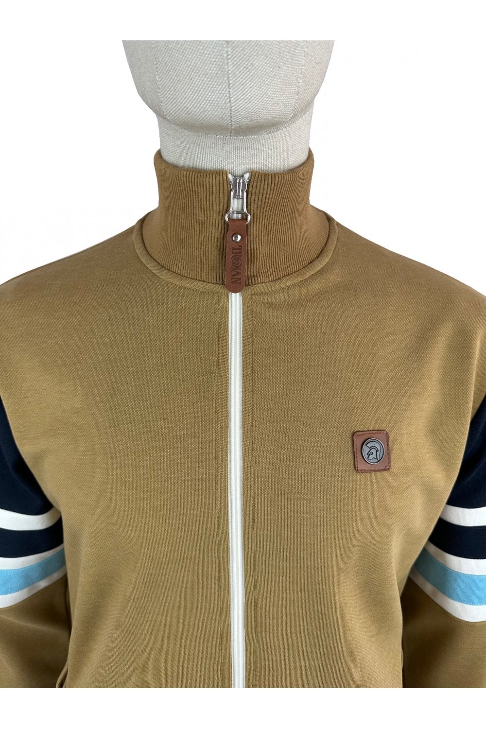 Trojan TC/1035 Marley Stripe Sleeve Track Top Jacket Camel - Raw Menswear