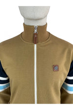 Load image into Gallery viewer, Trojan TC/1035 Marley Stripe Sleeve Track Top Jacket Camel - Raw Menswear

