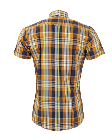 Relco Men's Orange Check Short Sleeve Shirt - CK 63