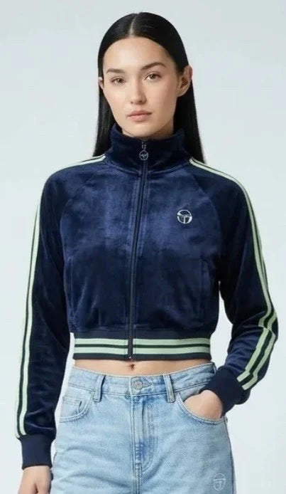 Women's ST Carmella Velour Track Top Maritime Blue/Quiet Green - 573