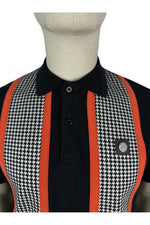 Load image into Gallery viewer, TROJAN Taped Houndstooth Panel Polo TR/8876 Black - Raw Menswear
