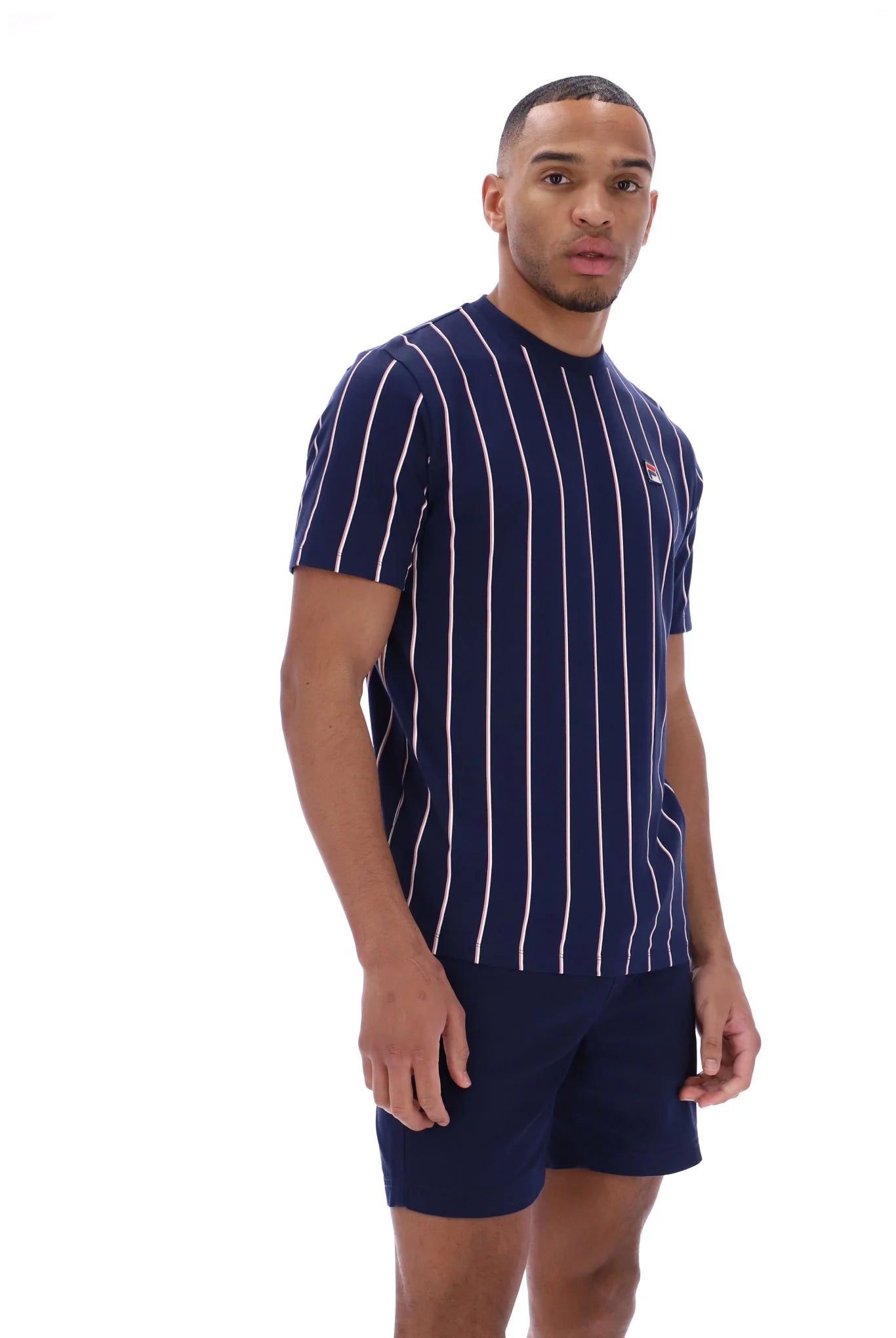 FILA Lee Pin Striped Tee Navy - Raw Menswear