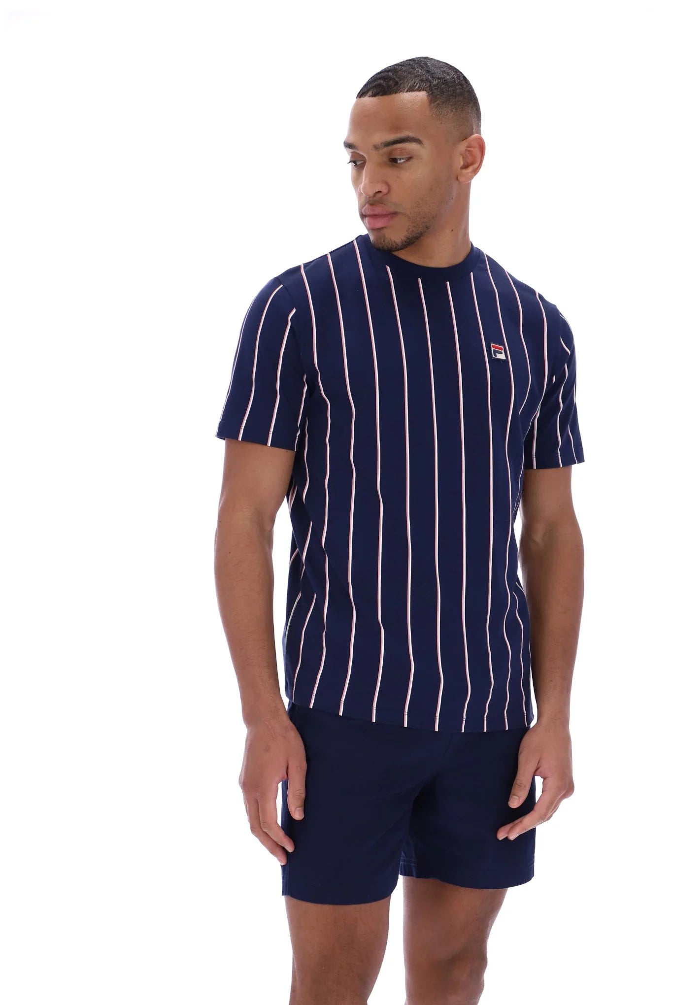 FILA Lee Pin Striped Tee Navy - Raw Menswear