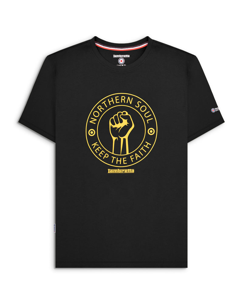 Lambretta Northern Soul Tee Black/Gold - Raw Menswear