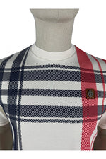 Load image into Gallery viewer, TROJAN Oversize Check Panel Tee TR/8882 Ecru / Red - Raw Menswear
