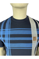 Load image into Gallery viewer, TROJAN Oversize Check Panel Tee TR/8830 Navy - Raw Menswear
