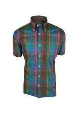 Carica l&#39;immagine nel visualizzatore di Gallery, Trojan Check SS Shirt With Free Matching Pocket Square TC/1005 Green - Raw Menswear
