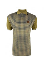 Load image into Gallery viewer, TROJAN jacquard houndstooth panel polo TR/8871 Camel - Raw Menswear
