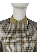 Load image into Gallery viewer, TROJAN jacquard houndstooth panel polo TR/8871 Camel - Raw Menswear
