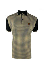 Load image into Gallery viewer, TROJAN jacquard houndstooth panel polo TR/8871 Black - Raw Menswear

