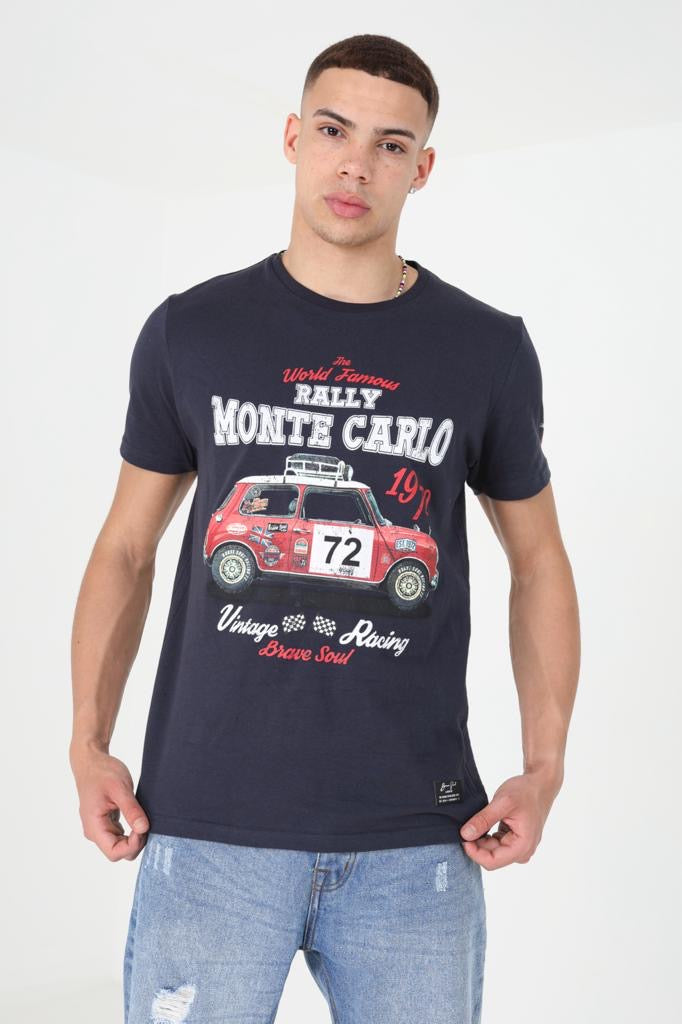 Brave Soul Rover Mini Monte Carlo Rally Tee Navy - Raw Menswear