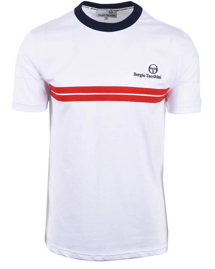 Sergio Tacchini Supermac Tee White/Maritime Blue/Adrenaline Rush 