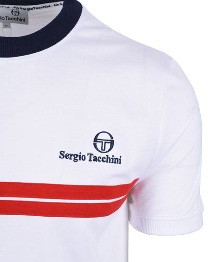 Sergio Tacchini Supermac Tee White/Maritime Blue/Adrenaline Rush 