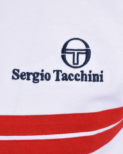 Sergio Tacchini Supermac Tee White/Maritime Blue/Adrenaline Rush 