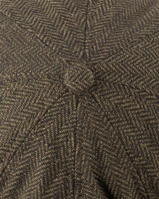 Tommy Tweed Baker Boy Cap Green Herringbone Hat - Raw Menswear