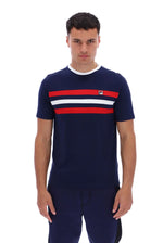 Load image into Gallery viewer, FILA Justin Cut &amp; Sew Colour Blocked Tee Navy,  Red/White - Raw Menswear
