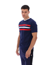Load image into Gallery viewer, FILA Justin Cut &amp; Sew Colour Blocked Tee Navy, Red/White - Raw Menswear
